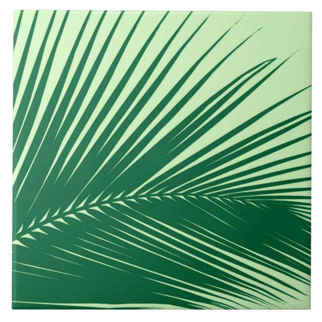 Palm leaf - emerald and lime green ceramic tile (Front)