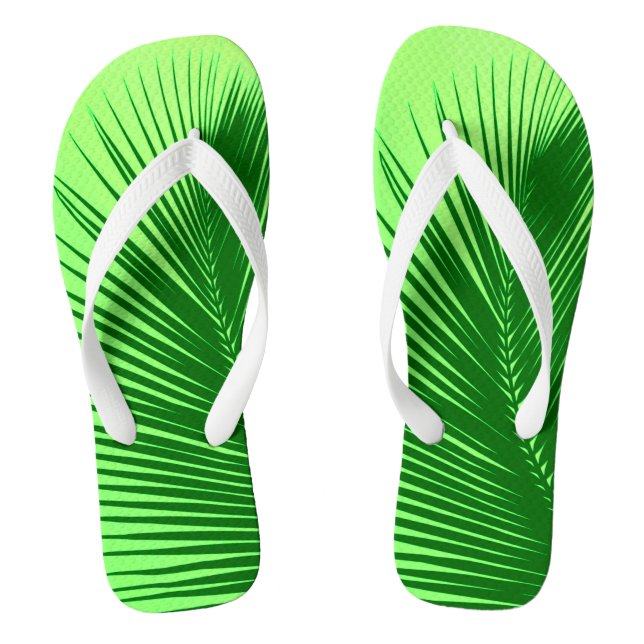 Palm leaf - emerald and lime green thongs (Footbed)