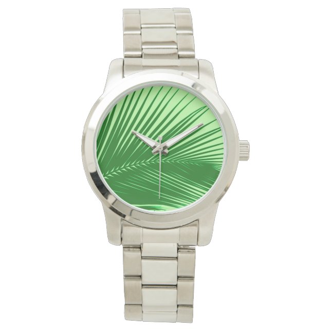 Palm leaf - emerald and lime green watch (Front)