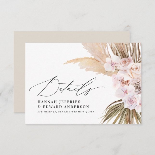 Palm leaf floral natural modern rustic wedding RSV RSVP Card (Front/Back)