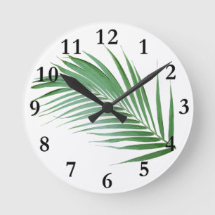 Palm Leaf Frond Botanical Design Clock