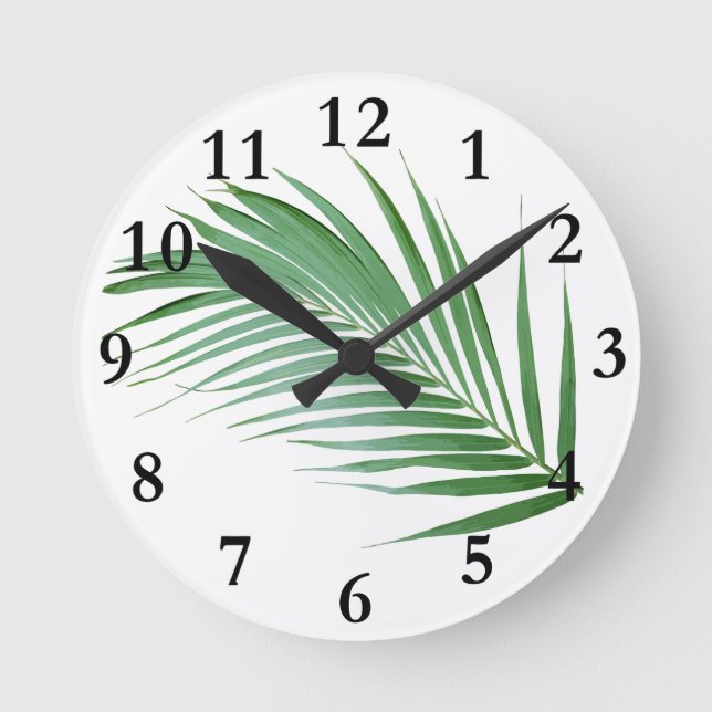 Palm Leaf Frond Botanical Design Clock (Front)
