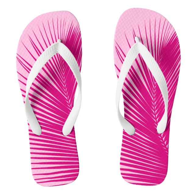 Palm leaf - fuchsia pink thongs (Footbed)