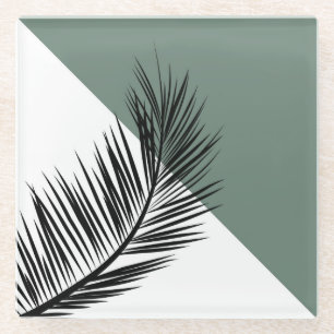Palm leaf glass coaster