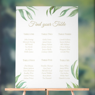 Palm Leaf Gold Text Acrylic 6 Table Plan Sign