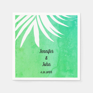 Palm Leaf Green Watercolor Rustic Vintage Wedding Napkin
