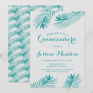 Palm Leaf Greenery Quinceañera Sweet 16 Invitation