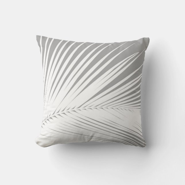 Palm leaf - grey and white cushion (Front)