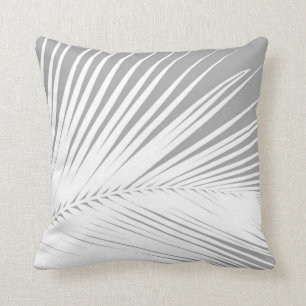 Palm leaf - grey and white cushion