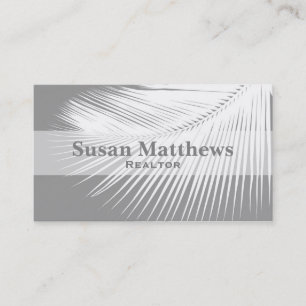 Palm leaf - grey / grey and white business card