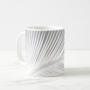 Palm leaf - grey / grey and white coffee mug
