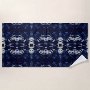Palm Leaf in Delft Blue Beach Towel