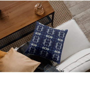 Palm Leaf in Delft Blue Cushion