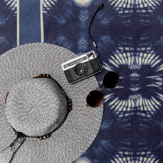 Palm Leaf in Delft Blue, customisable  Beach Towel (Creator Uploaded)