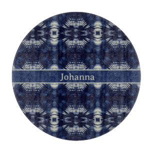 Palm Leaf in Delft Blue, customisable  Cutting Board