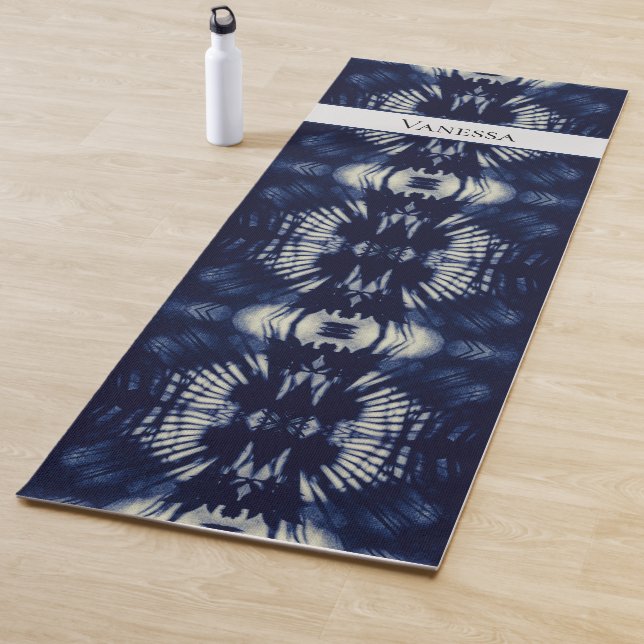 Palm Leaf in Delft Blue | Personalized Symmetrical Yoga Mat (In Situ)