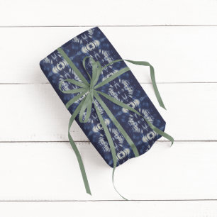 Palm Leaf in Delft Blue Wrapping Paper Sheets