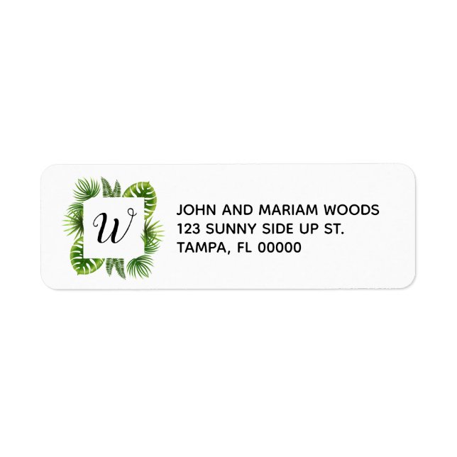 Palm Leaf Initial Return Address Labels (Front)