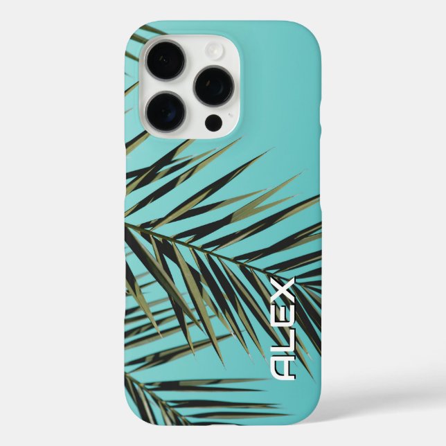 Palm Leaf iPhone Case – Minimal Tropical Blue Sky  (Back)
