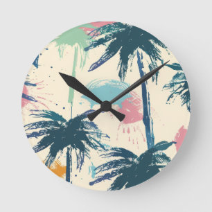 Palm Leaf Kids Watch Round Clock