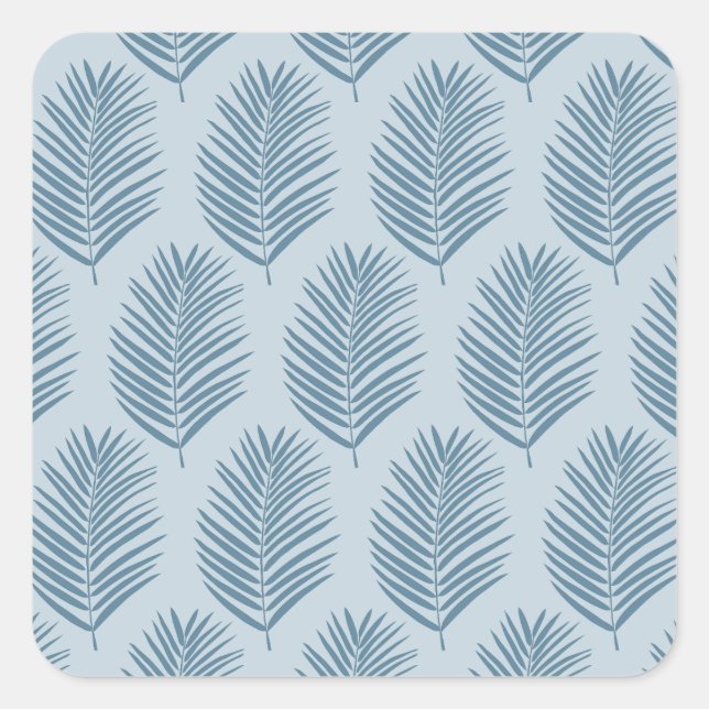Palm Leaf Light Blue Square Sticker (Front)