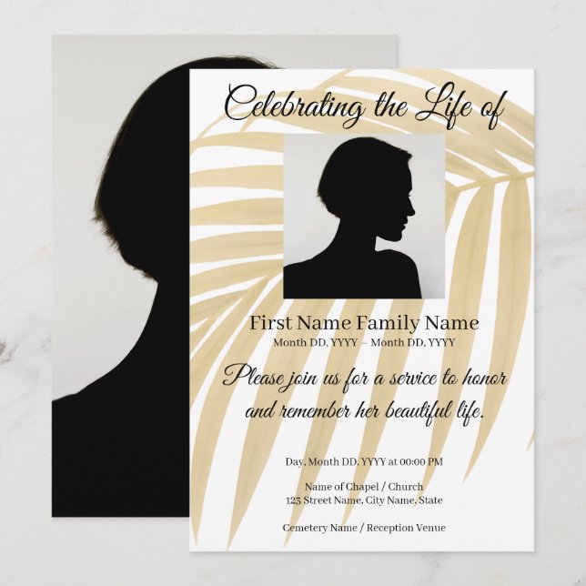 Palm leaf memorial invitation (Front/Back)