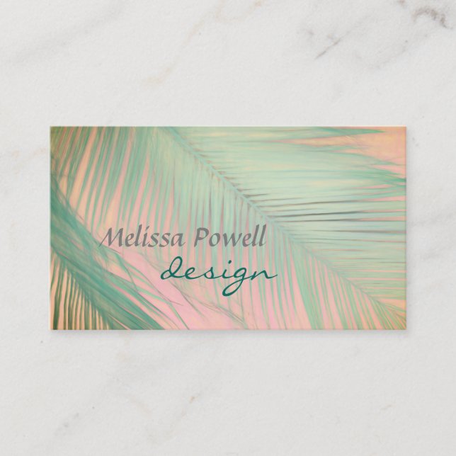 palm leaf nature photo art custom double sided business card (Front)