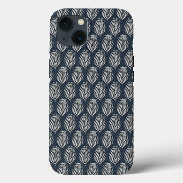 Palm Leaf Navy Blue And Cream Case-Mate iPhone Case (Back)