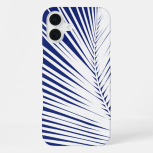 Palm leaf - navy blue and white iPhone case