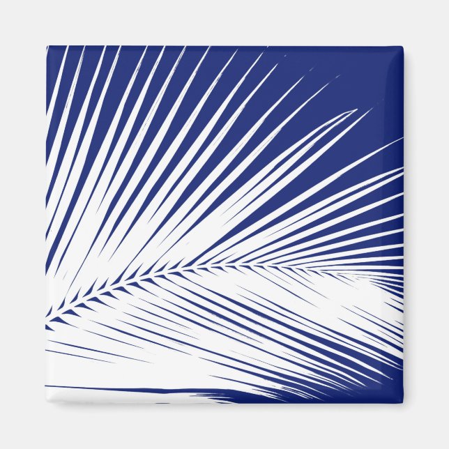 Palm leaf - navy blue and white magnet (Front)