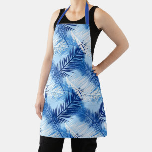 Palm Leaf Print, Cobalt, White and Sky Blue Apron