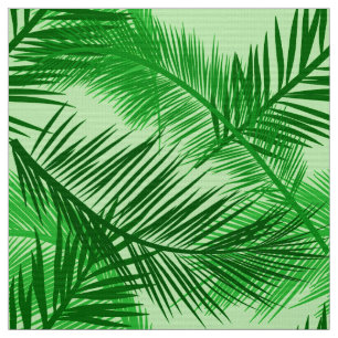 Palm Leaf Print, Emerald and Light Lime Green Fabric