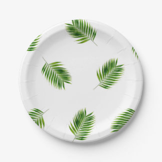 Palm Leaf Print Tropical Paper Plates