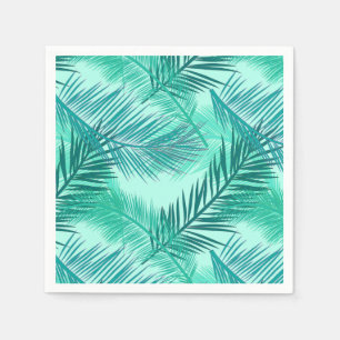 Palm Leaf Print, Turquoise, Teal and Aqua Napkin