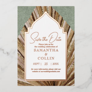 Palm Leaf Sage Green Save the Date