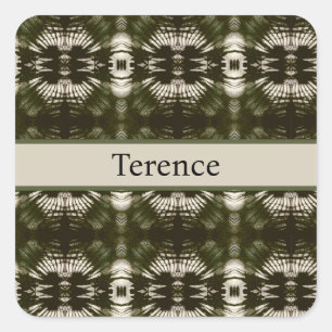 Palm Leaf Shadow Army Green, customisable Square Sticker