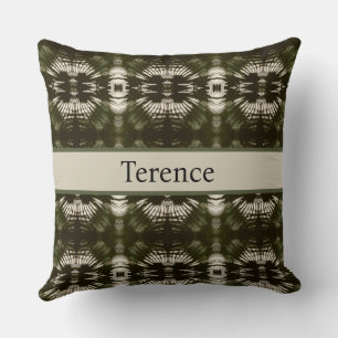 Palm Leaf Shadow Army Green Personalised Cushion