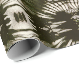 Palm Leaf Shadow Pattern in Army Green Wrapping Paper