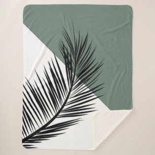 Palm leaf sherpa blanket