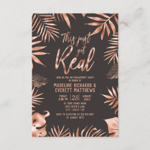 Palm Leaf This Just Got Real Engagement Party Invitation