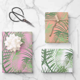 Palm Leaf Tree Green Blue Beach Wrapping Paper Sheet