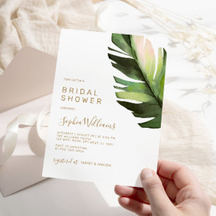 Palm Leaf Tropical Floral Modern Bridal Shower Invitation
