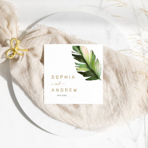 Palm Leaf Tropical Floral Wedding  Napkin