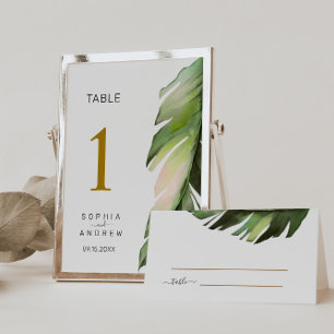 Palm Leaf Tropical Floral Wedding Table Numbers 1