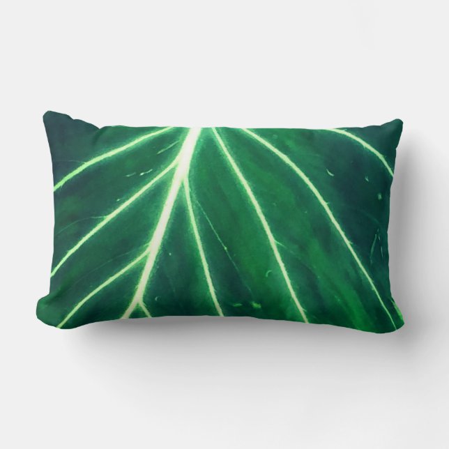 Palm Leaf tropical foliage jungle foliage  Lumbar Cushion (Front)
