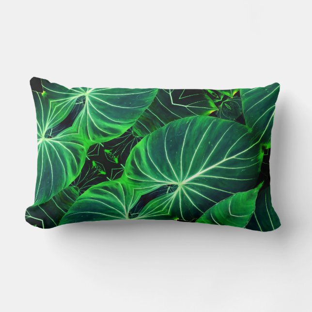 Palm Leaf tropical foliage jungle foliage  Lumbar Cushion (Front)