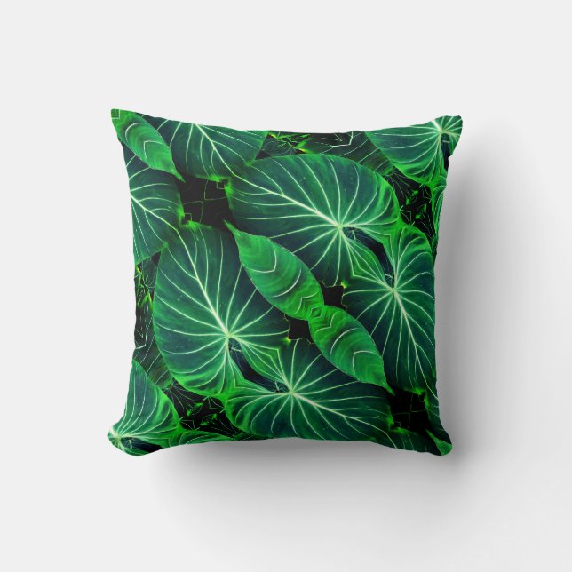 Palm Leaf, tropical foliage, jungle rainforest  Cushion (Front)