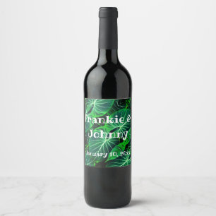Palm Leaf, tropical foliage, jungle rainforest Wine Label