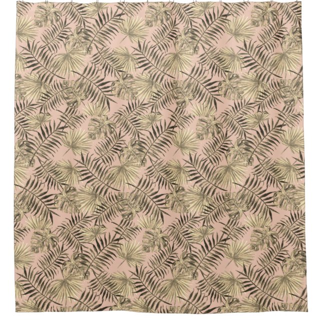 Palm leaf tropical shower curtain (Front)