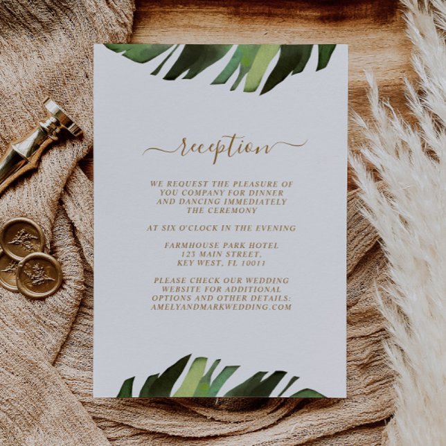 Palm Leaf Tropical Wedding Reception Cards (Creator Uploaded)